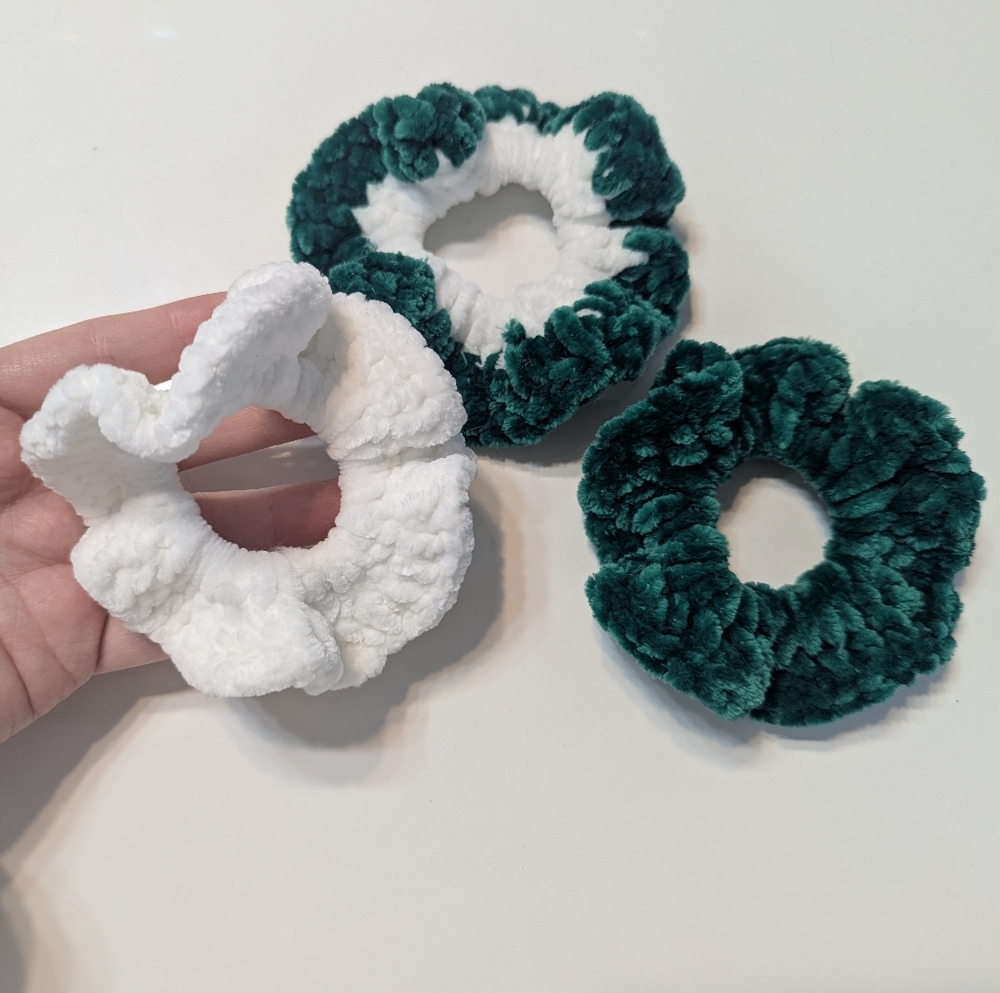 Pack Of 3 Handmade Crochet Velvet Scrunchies